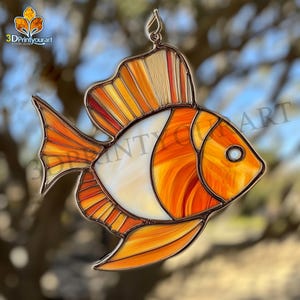 Digital Download Stained Glass Discus Fish Pattern | Festive Suncatcher ...