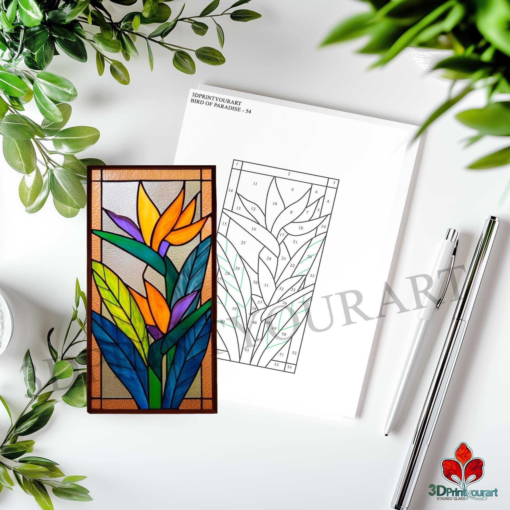 Digital Download Stained Glass Bird of Paradise Flower Pattern ...