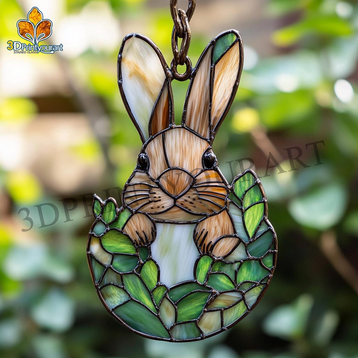 Digital Download Stained Glass Rabbit Pattern | Festive Suncatcher ...