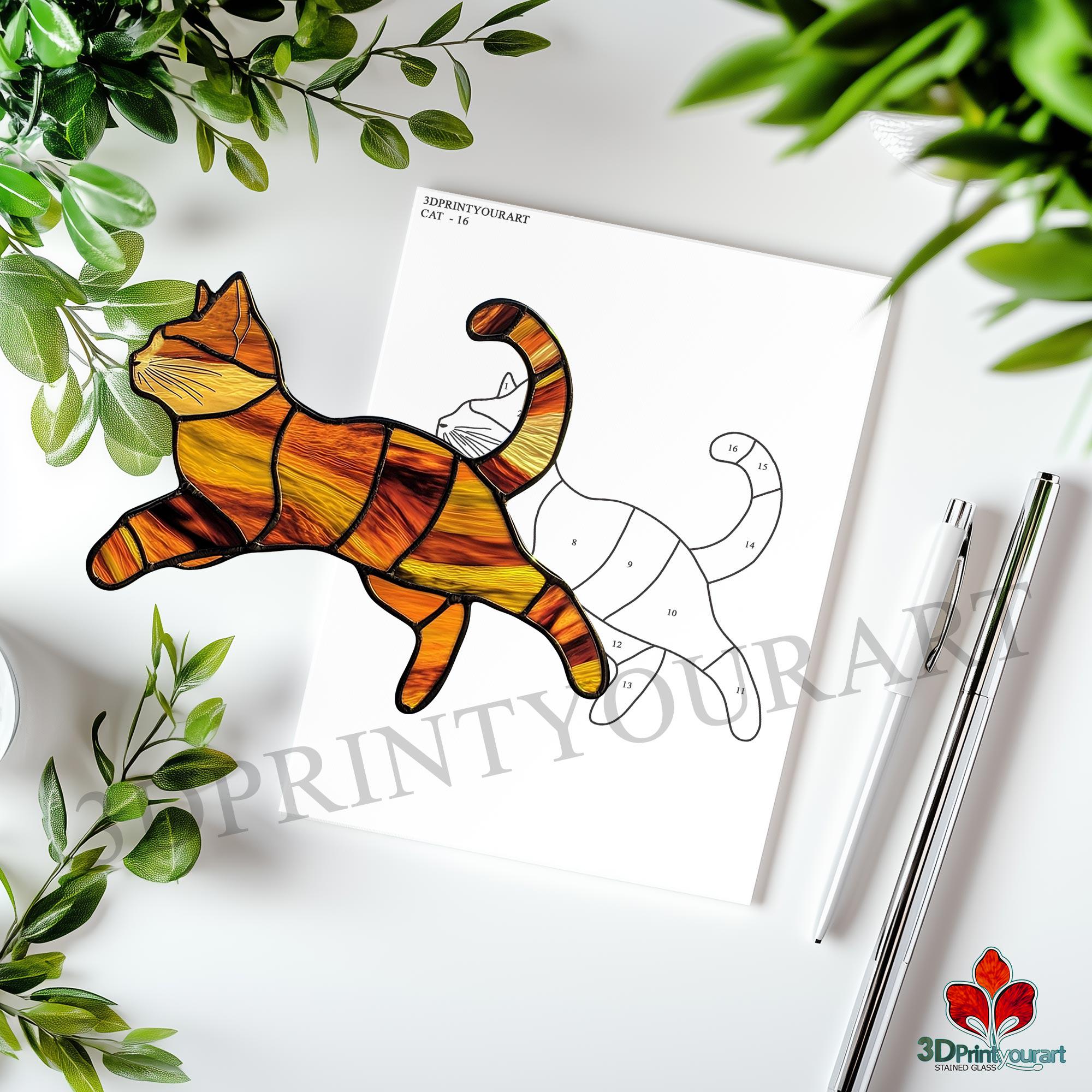 Digital Download Stained Glass Cat Pattern | Festive Suncatcher Design ...