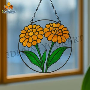Digital Download Stained Glass Marigold R39 Pattern | Festive Suncatcher Design | Hobby License Download