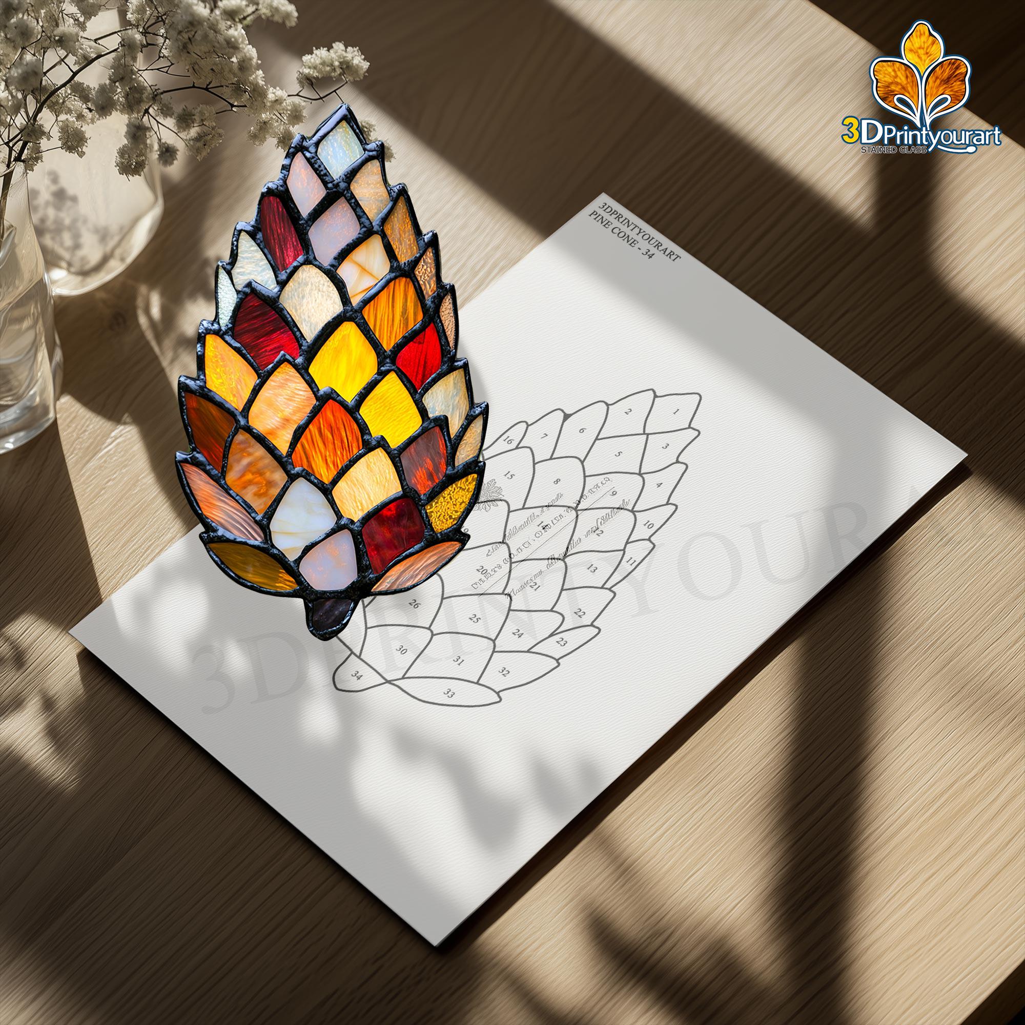 デジタルダウンロード ステンドグラス 松ぼっくり 02 パターン