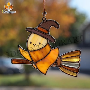 Digital Download Stained Glass Witch Pattern | Festive Suncatcher Design | Hobby License Download