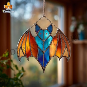 Digital Download Stained Glass Bat Pattern | Festive Suncatcher Design | Hobby License Download
