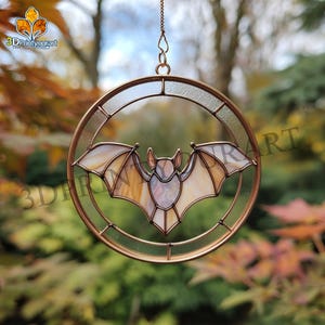 Digital Download Stained Glass Bat Pattern | Festive Suncatcher Design | Hobby License Download