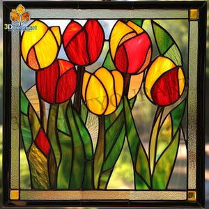 Digital Download Stained Glass Lily Flower Pattern | Festive Suncatcher Design | Hobby License Download