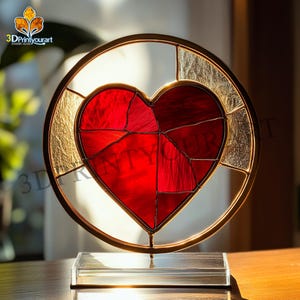 Digital Download Stained Glass Heart Pattern | Festive Suncatcher Design | Hobby License Download