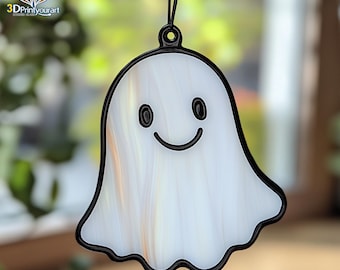 Digital Download Stained Glass Ghost Pattern | Festive Suncatcher Design | Hobby License Download
