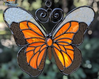 Download digitale Modello farfalla monarca in vetro colorato / Design acchiappasole festivo / Download licenza hobby