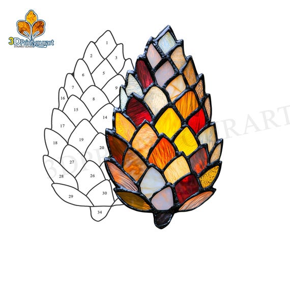 デジタルダウンロード ステンドグラス 松ぼっくり 02 パターン