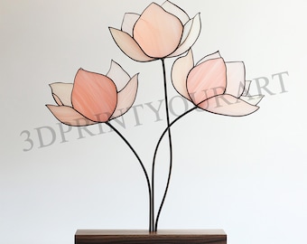 Stained Glass Lotus Digital Pattern | Graceful Suncatcher Design | Hobby License Download