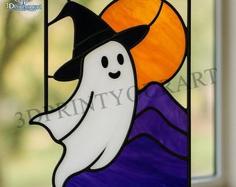 Digital Download Stained Glass  Ghost  Pattern | Festive Suncatcher Design | Hobby License Download