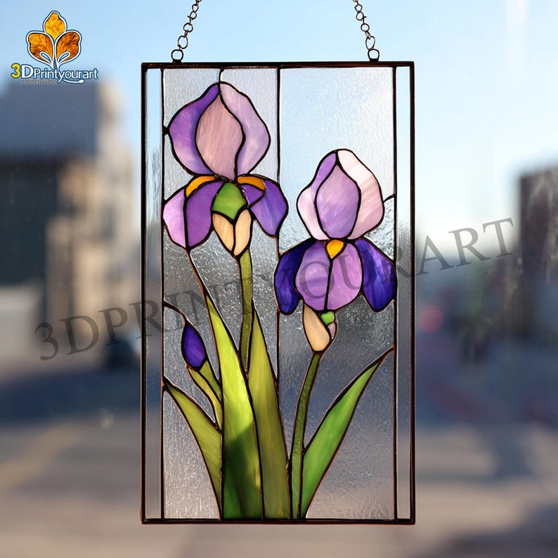 Digital Download Stained Glass Iris Pattern | Festive Suncatcher Design ...