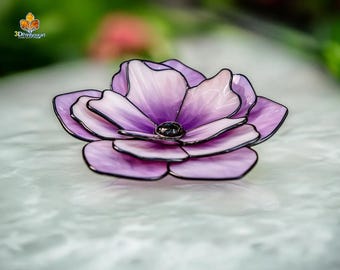 Download digital Padrão 3D de flor de anêmona de vitral 3 camadas | planta sem água, cacto, suculenta | Licença de hobby para download