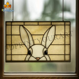 Digital Download Stained Glass Bunny Pattern | Festive Suncatcher Design | Hobby License Download