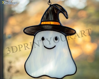 Digital Download Stained Glass  Ghost  Pattern | Festive Suncatcher Design | Hobby License Download