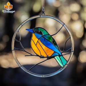 Digitale download glas-in-lood vogelpatroon | Feestelijk suncatcher-ontwerp | Hobbylicentie downloaden