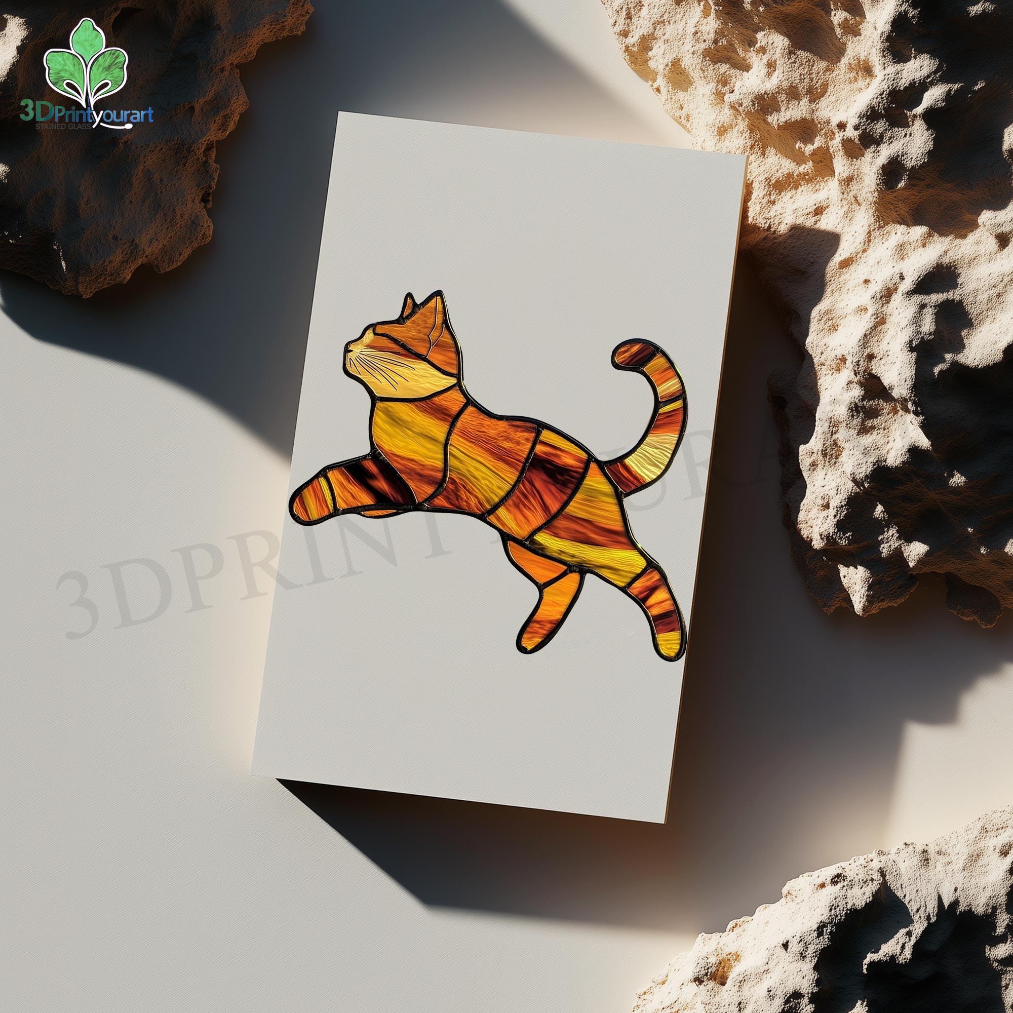 Digital Download Stained Glass Cat Pattern | Festive Suncatcher Design ...