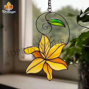 Stained Glass Lily Flower Digital Pattern | Graceful Suncatcher Design | Hobby License Download
