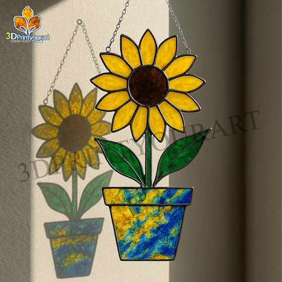 デジタルダウンロード ステンドグラス ひまわり R58 パターン | お祝い