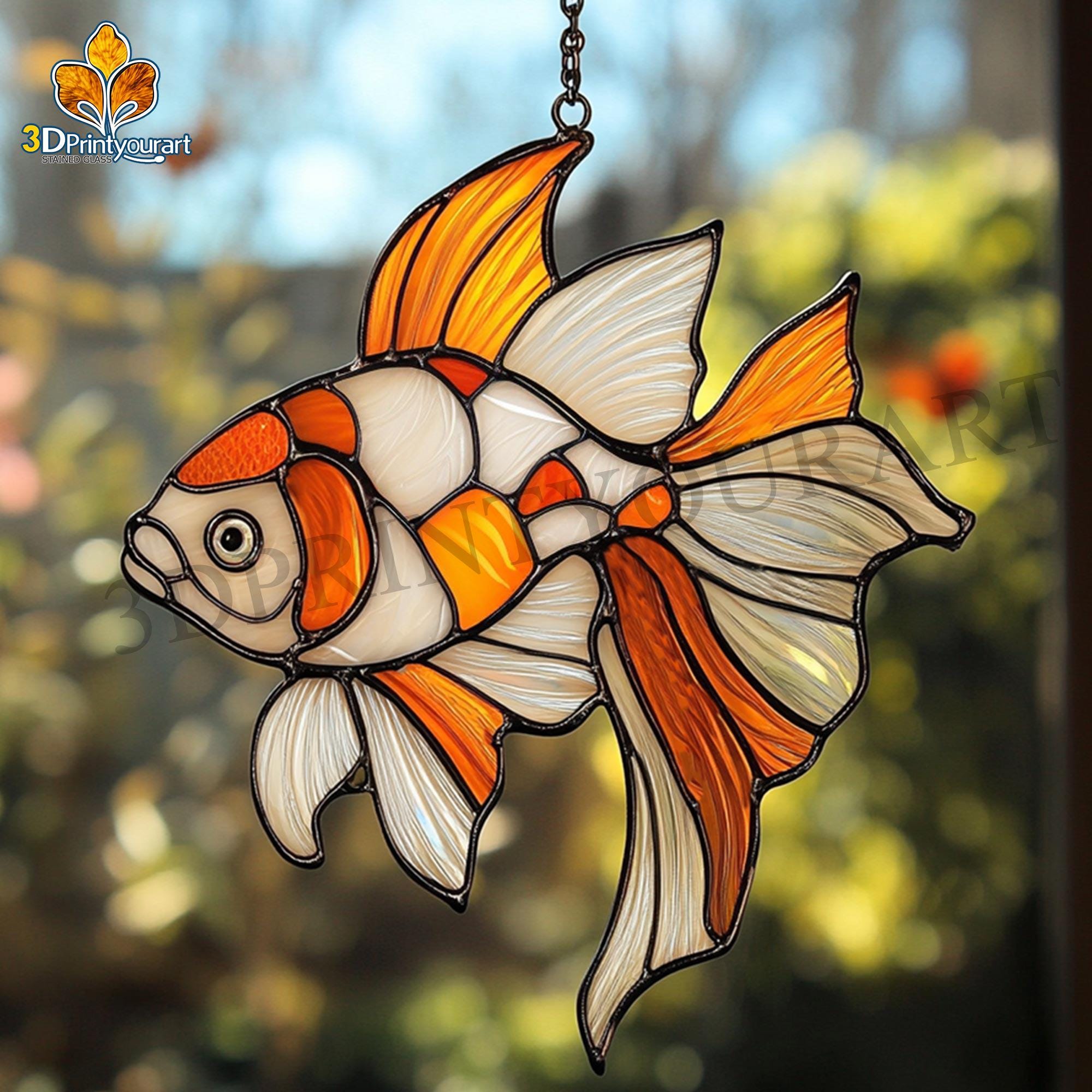 金魚 ガラスアート 壁掛け アートパネル 60×80 水晶絵 D100498 風水 金魚 壁掛けパネル 絵