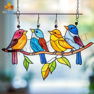 Digital Download Stained Glass Birds| Festive Suncatcher Design | Hobby License Download