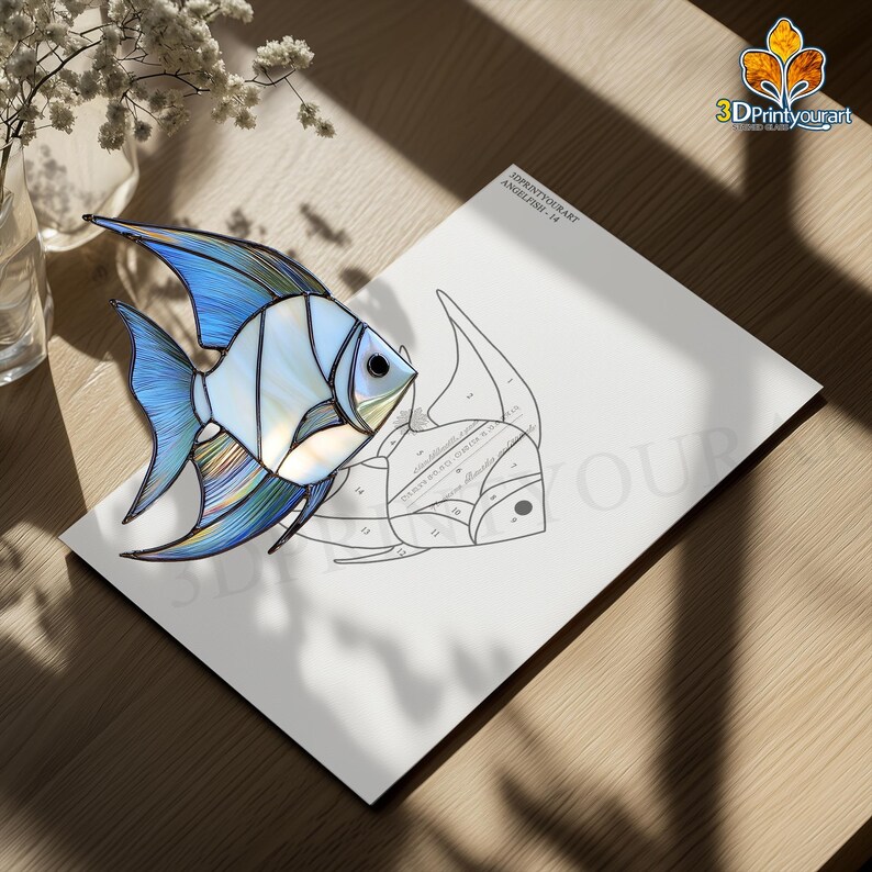 Printable Angel Fish Pattern Digital Download Stained Glass Angel Fish Pattern | Festive Suncatcher ...