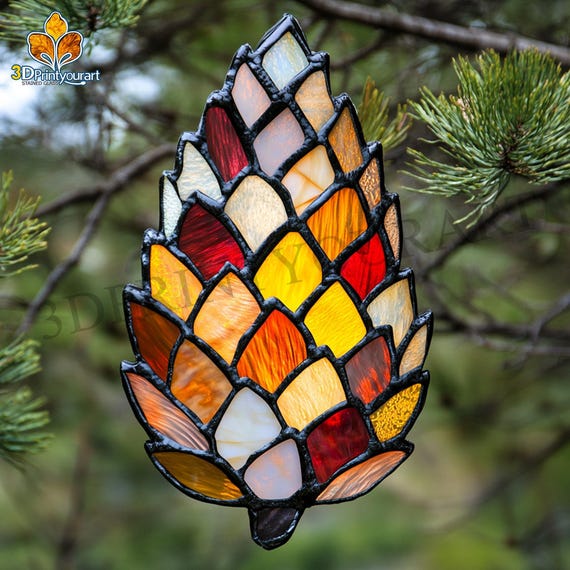 デジタルダウンロード ステンドグラス 松ぼっくり 02 パターン