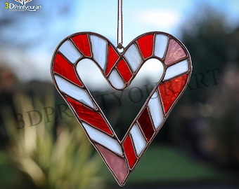 Digital Download Stained Glass Christmas Candy Canes Pattern | Festive Suncatcher Design | Hobby License Download