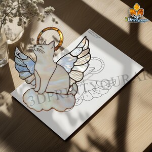 Digital Download Stained Glass Angel Cat Pattern | Festive Suncatcher ...