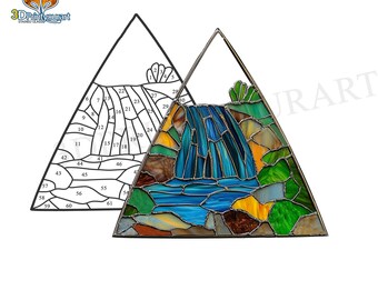 Digital Download Stained Glass Waterfall 02 | Festive Suncatcher Design | Hobby License Download