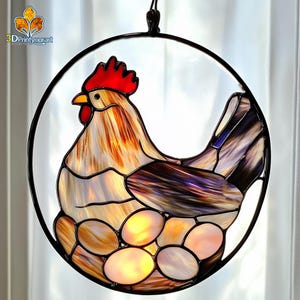 Digital Download Stained Glass Hen and Eggs Pattern | Festive Suncatcher Design | Hobby License Download
