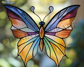Digital Download Stained Glass Butterfly Pattern | Festive Suncatcher Design | Hobby License Download
