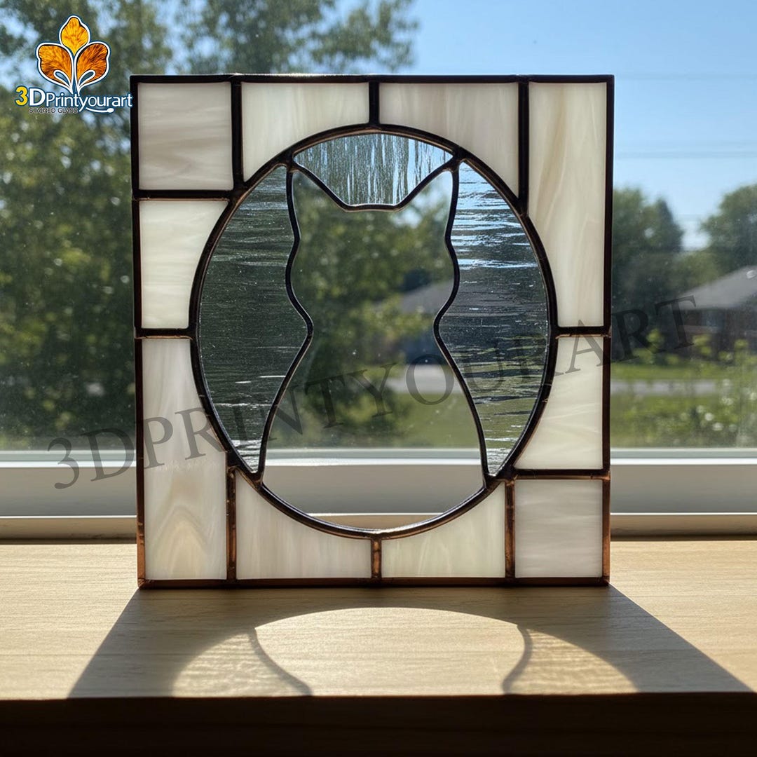 Digital Download Stained Glass Cat Pattern | Festive Suncatcher Design ...