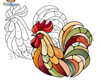 Digital Download Stained Glass Rooster Pattern | Festive Suncatcher Design | Hobby License Download