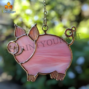 Digital Download Stained Glass Pig Pattern | Festive Suncatcher Design | Hobby License Download