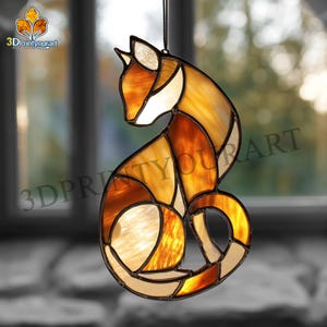 Digital Download Stained Glass  Cat Pattern | Festive Suncatcher Design | Hobby License Download