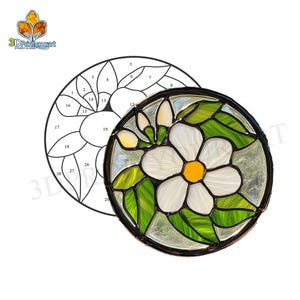 Digital Download Stained Glass Jasmine Pattern | Festive Suncatcher Design | Hobby License Download
