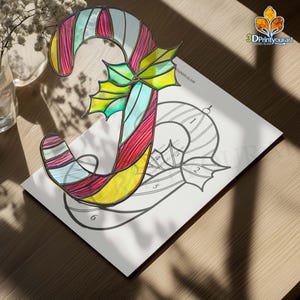 Download digital Padrão de bastão de doces de Natal em vidro manchado | Design festivo de apanhador de sol | Download de licença de hobby