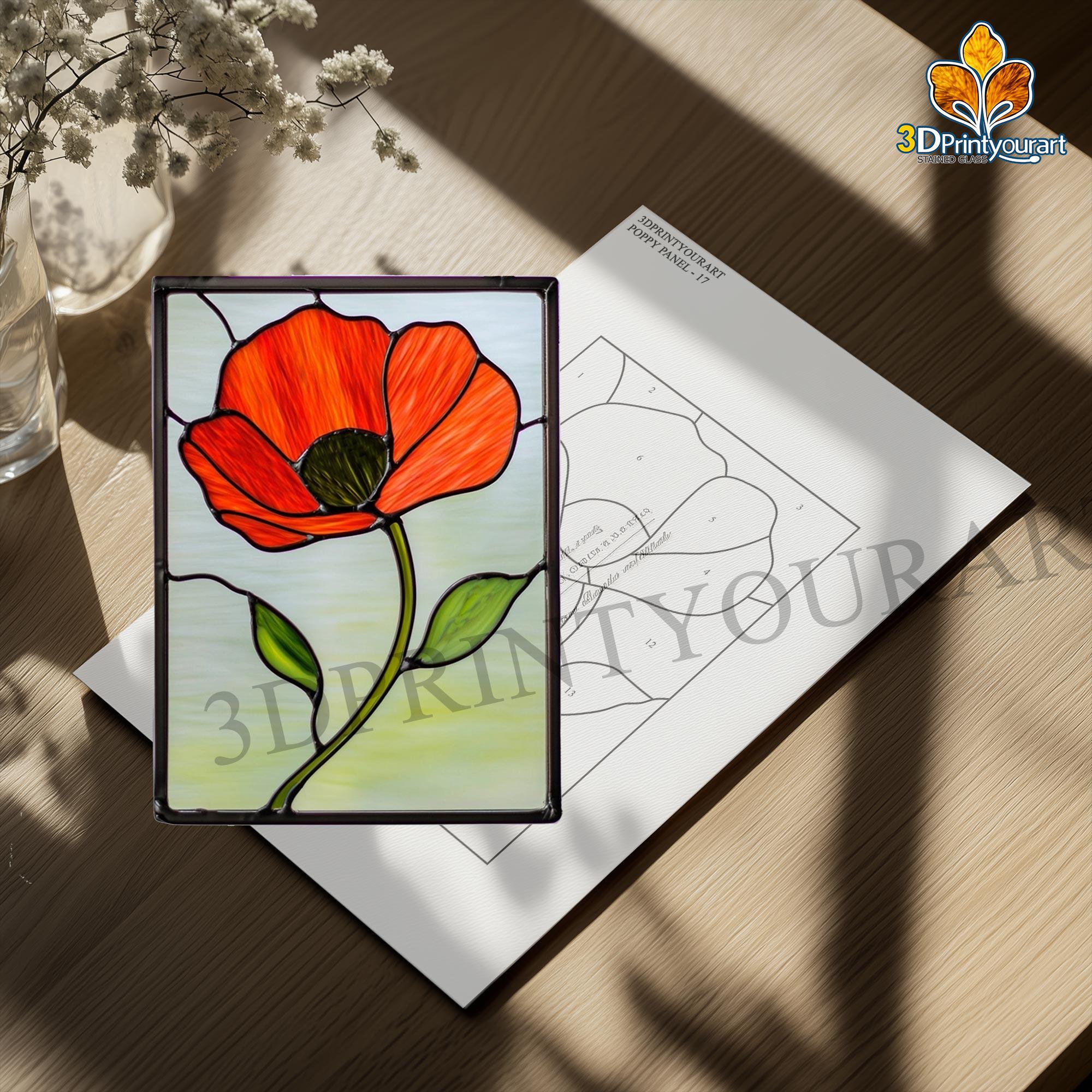 Poppy R64 Digital Download Stained Glass Poppy R64 Pattern | Festive Suncatcher ...