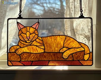 Digital Download Stained Glass  Cat Pattern | Festive Suncatcher Design | Hobby License Download