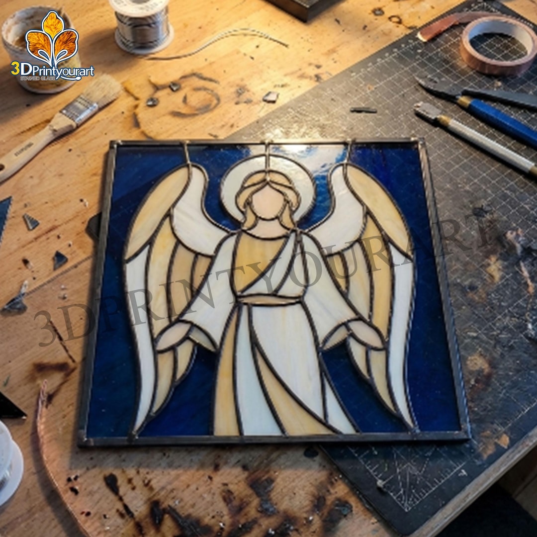 Angel Panel Digital Download Stained Glass Angel Panel Pattern | Festive Suncatcher ...