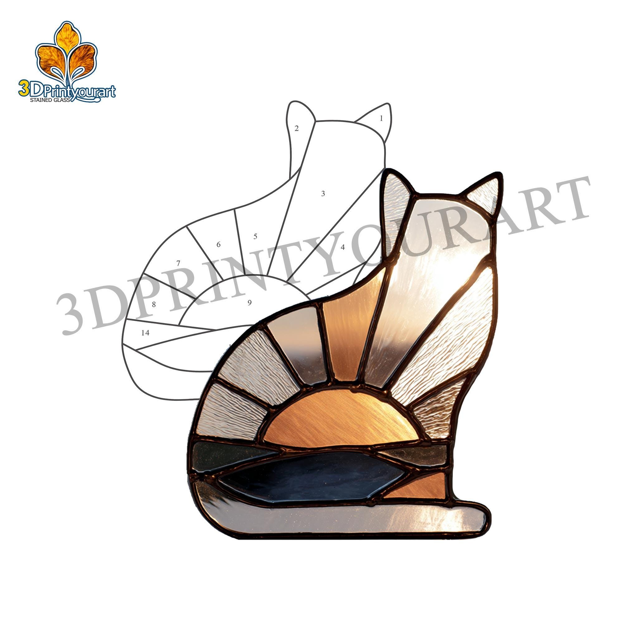 Digital Download Stained Glass Cat and Sun Pattern | Festive Suncatcher ...