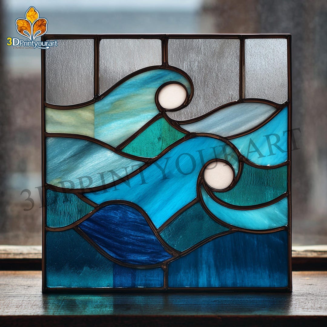 Digital Download Stained Glass Wave Pattern | Festive Suncatcher Design ...