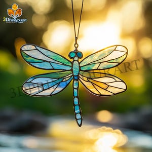 Digital Download Stained Glass Dragonfly Pattern | Festive Suncatcher Design | Hobby License Download