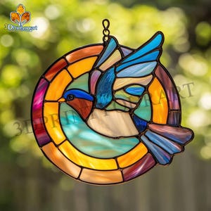 Digital Download Stained Glass Birds Pattern | Festive Suncatcher Design | Hobby License Download