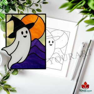 Digital Download Stained Glass Ghost Pattern | Festive Suncatcher ...