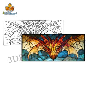 Digital Download Stained Glass Dragon Pattern | Festive Suncatcher Design | Hobby License Download
