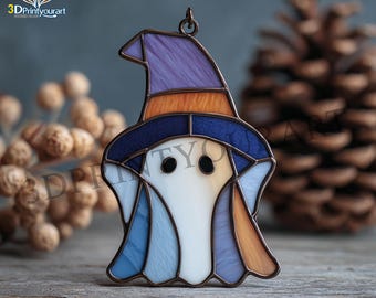 Digital Download Stained Glass Ghost Witch Pattern | Festive Suncatcher Design | Hobby License Download