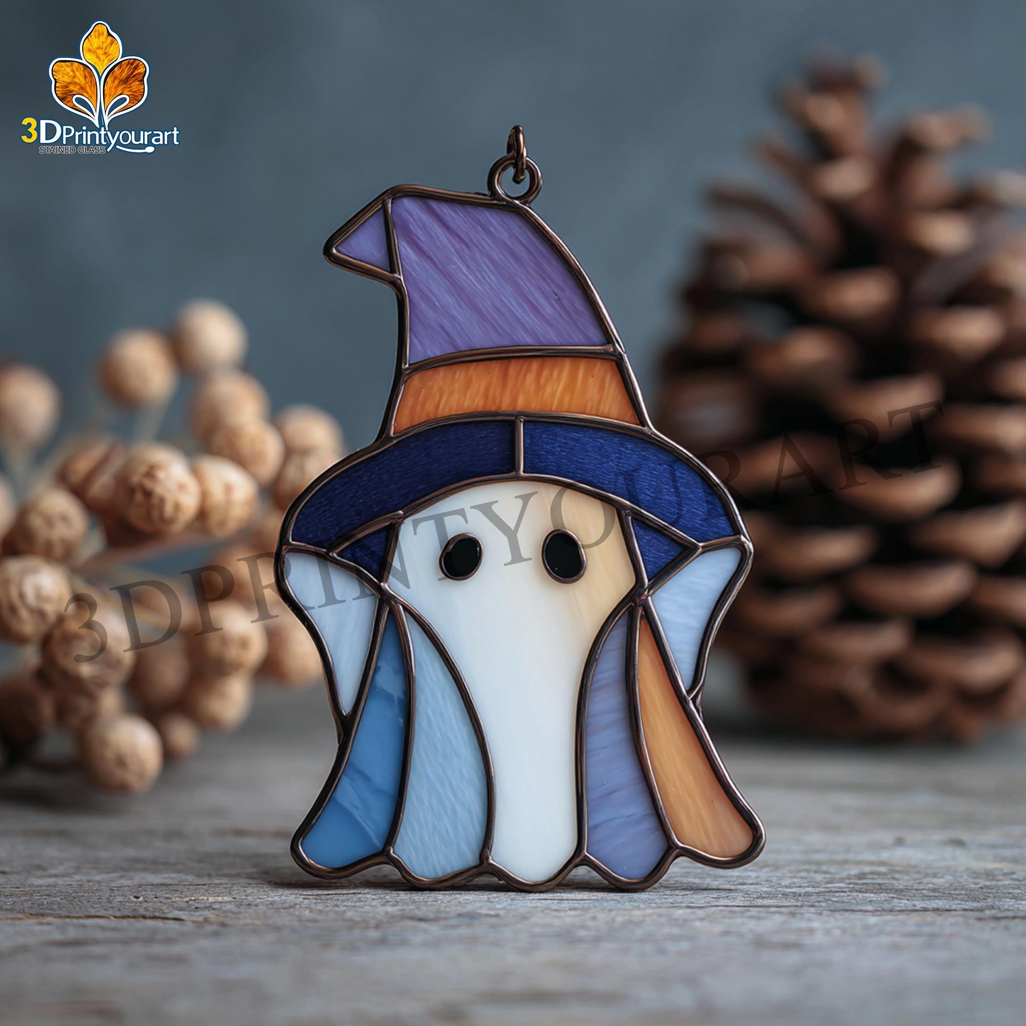 Digital Download Stained Glass Ghost Witch Pattern | Festive Suncatcher ...